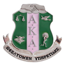 Load image into Gallery viewer, AKA Pink Green Sorority Shield Brooch

