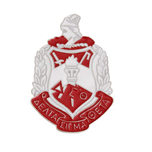 Load image into Gallery viewer, Red White Soror Delta Shield Brooch|2.45 x 1.65 inches
