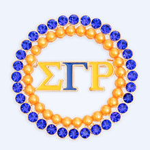 Load image into Gallery viewer, Brooch Blue Gold Sigma Round Pin for Women
