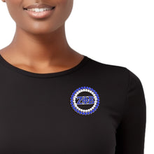 Load image into Gallery viewer, ZPB Sorority Brooch Blue White Pearl Round Pin
