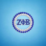 ZPB Sorority Brooch Blue White Pearl Round Pin