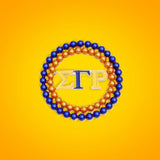 SGRHO Sorority Brooch Blue Gold Pearl Round Pin