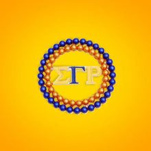 Load image into Gallery viewer, SGRHO Sorority Brooch Blue Gold Pearl Round Pin
