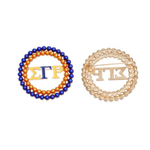 Load image into Gallery viewer, SGRHO Sorority Brooch Blue Gold Pearl Round Pin
