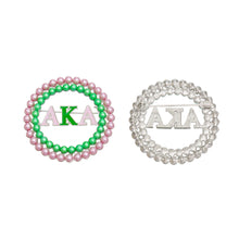 Load image into Gallery viewer, AKA Sorority Brooch Pink Green Pearl Round Pin
