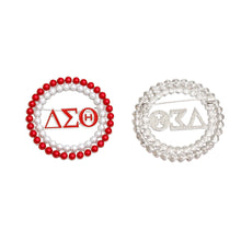 Load image into Gallery viewer, DST Sorority Brooch Red White Pearl Round Pin
