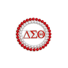 Load image into Gallery viewer, DST Sorority Brooch Red White Pearl Round Pin
