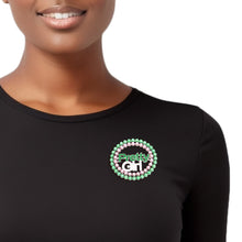 Load image into Gallery viewer, AKA Sorority Pink Green Pearl Pretty Girl Brooch
