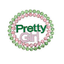 Load image into Gallery viewer, AKA Sorority Pink Green Stone Pretty Girl Brooch
