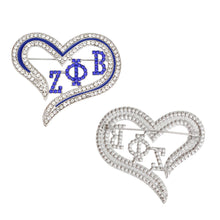 Load image into Gallery viewer, ZPB Sorority Heart Blue Bling Brooch for Women
