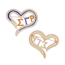Load image into Gallery viewer, SGRHO Sorority Heart Blue Gold Bling Brooch Women
