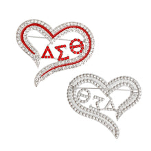 Load image into Gallery viewer, DST Sorority Heart Red Bling Brooch for Women
