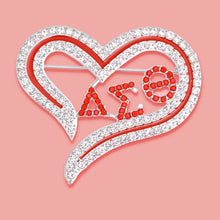 Load image into Gallery viewer, DST Sorority Heart Red Bling Brooch for Women
