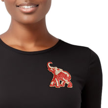 Load image into Gallery viewer, DST Sorority Gold and Red Full Elephant Brooch
