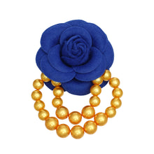 Load image into Gallery viewer, SGRHO Sorority Blue Flower Draped Pearls Brooch
