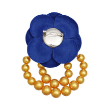 Load image into Gallery viewer, SGRHO Sorority Blue Flower Draped Pearls Brooch
