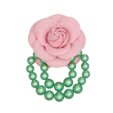 Cargar imagen en el visor de la galería, AKA Sorority Pink Flower Draped Pearls Brooch
