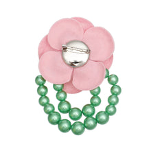 Cargar imagen en el visor de la galería, AKA Sorority Pink Flower Draped Pearls Brooch
