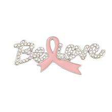 Load image into Gallery viewer, Brooch Silver Light Pink Ribbon Believe Pin Women
