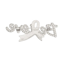 Load image into Gallery viewer, Brooch Silver Light Pink Ribbon Believe Pin Women
