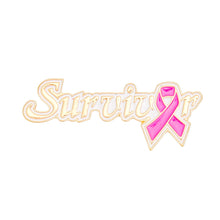 Load image into Gallery viewer, Breast Cancer Brooch Gold White Pink Ribbon Survivor Pin
