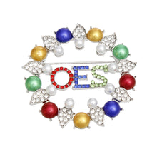 Load image into Gallery viewer, OES Sorority Pearl and Rhinestone Leaf Brooch Pin
