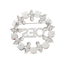 Load image into Gallery viewer, OES Sorority Pearl and Rhinestone Leaf Brooch Pin
