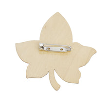 Load image into Gallery viewer, AKA Sorority Pink Green Ivy Leaf Wood Bling Brooch
