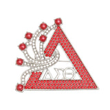 DST Sorority Red Silver Delta Brooch Pin for Women