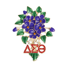 Load image into Gallery viewer, DST Sorority Purple Violets Gold Brooch for Women
