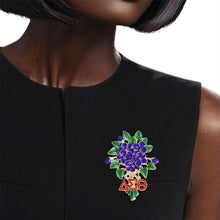 Load image into Gallery viewer, DST Sorority Purple Violets Gold Brooch for Women
