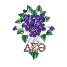 Load image into Gallery viewer, DST Sorority Purple Violets Silver Brooch Women
