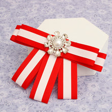Load image into Gallery viewer, DST Sorority Red White Bow Tie Style Brooch
