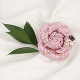 Brooch Couture Pink Tweed Camellia Bloom Pin