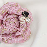 Brooch Couture Pink Tweed Camellia Bloom Pin