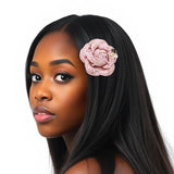 Brooch Couture Pink Tweed Camellia Bloom Pin