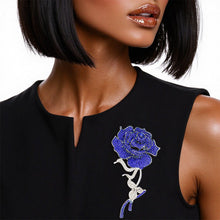 Load image into Gallery viewer, ZPB Sisterhood Sparkle Blue Rose Blooming Brooch
