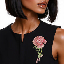 Load image into Gallery viewer, AKA Sisterhood Sparkle Pink Rose Blooming Brooch
