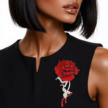 Load image into Gallery viewer, DST Sisterhood Sparkle Red Rose Blooming Brooch
