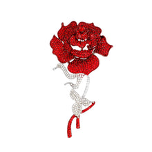 Load image into Gallery viewer, DST Sisterhood Sparkle Red Rose Blooming Brooch
