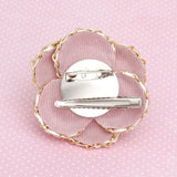 Brooch Clip Pink Pearl Chain Edge Camellia Flower