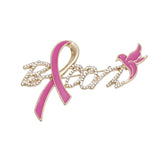 Breast Cancer Gold Bloom Pink Ribbon Brooch Pin