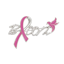 Load image into Gallery viewer, Breast Cancer Silver Bloom Pink Ribbon Brooch Pin
