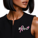 Breast Cancer Silver Bloom Pink Ribbon Brooch Pin