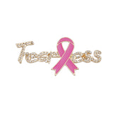 Breast Cancer Gold Fearless Pink Ribbon Brooch