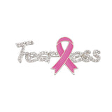 Breast Cancer Silver Fearless Pink Ribbon Brooch