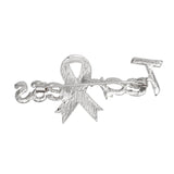 Breast Cancer Silver Fearless Pink Ribbon Brooch