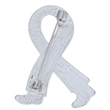 Breast Cancer Silver Keep Going Ribbon Brooch
