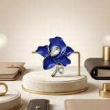 Zeta Phi Beta Blue Enamel Flower Brooch Pin