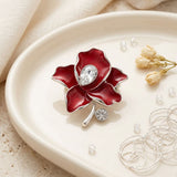 Delta Sigma Theta Red Enamel Flower Brooch Pin